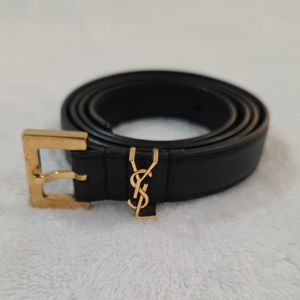 Saint Laurent Monogram Belt with Gold Hardware